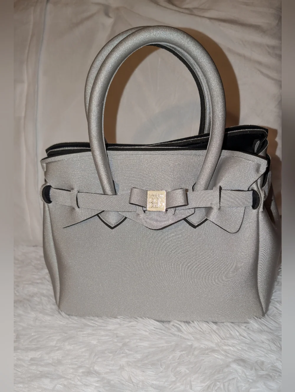 SAVE MY BAG HANDBAG GRAY EUC - Picture 1 of 8